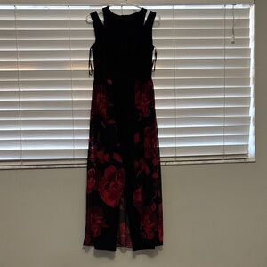Enfocus Studio Black and Red Floral Jumpsuit